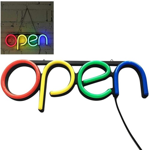 LED Open Geöffnet Schild Leuchtschild Pizza Tattoo Leuchtreklame Display Werbung