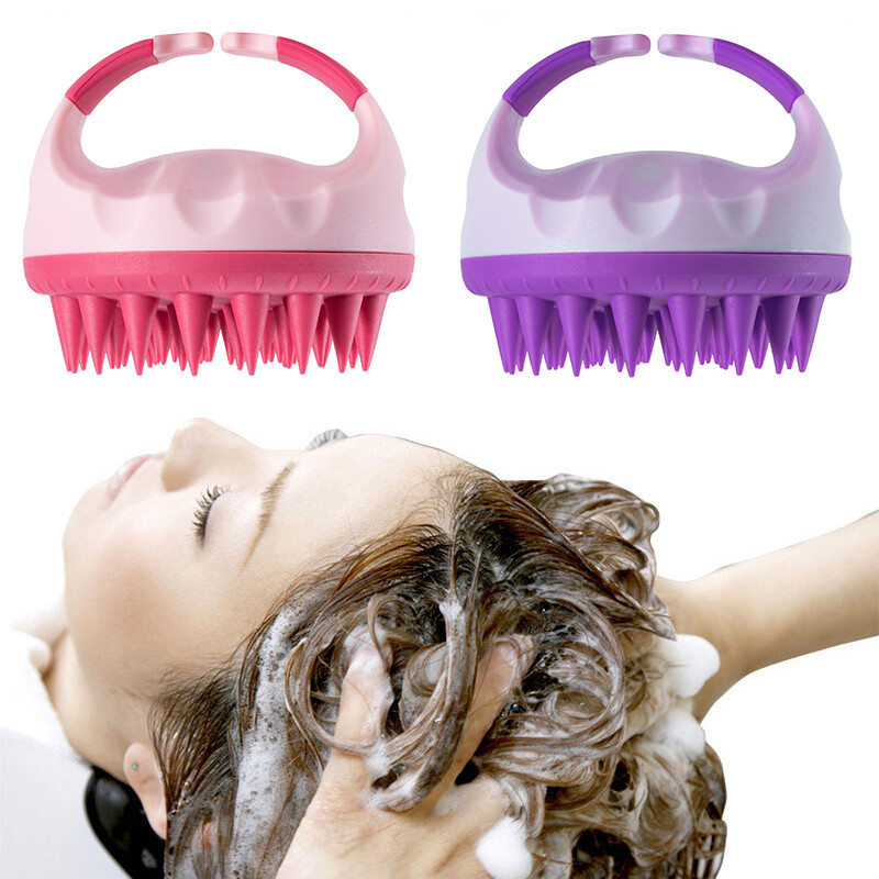 Hair Scalp Massager Shampoo Brush Silicone Bristles Head