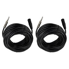 2Pcs 50ft XLR 3-Pin Male Cable to 6.35mm 1/4" Stereo Mono Shielded Cable Cord