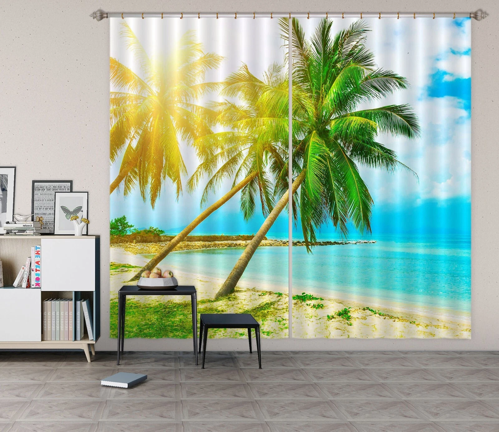 3D Coconut Tree ZHUB4935 Photo Curtain Window Blockout Fabric Vera 2023