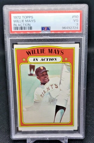1972 Topps In Action #50 Willie Mays PSA VG 3 HOF Giants (JBC1541)