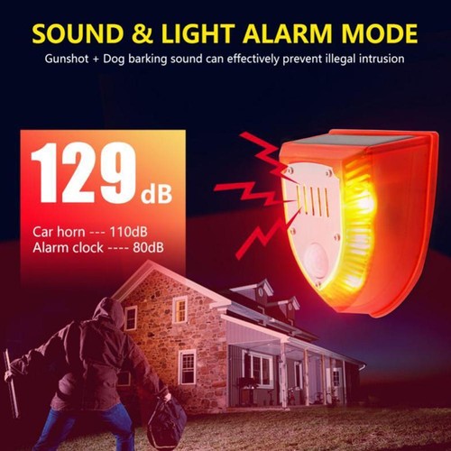 Solar Alarm LED Light Solar Strobe Light Wireless Motion R8 Sensor A6D7 F2O6