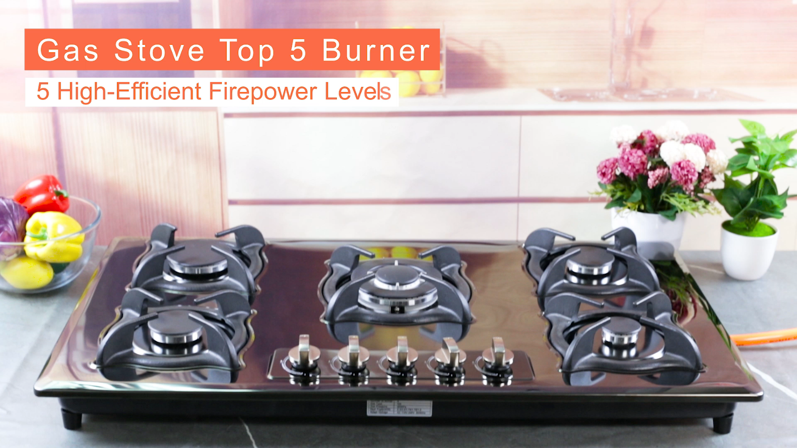 36 Inch Propane Gas Cooktop BuiltIn 5 Burner Stainless Steel Gas Stove