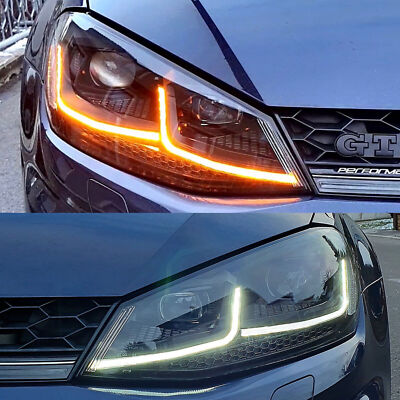 Voll Led Tagfahrlicht Scheinwerfer passend für VW Golf 7 VII 2012-2017 schwarz