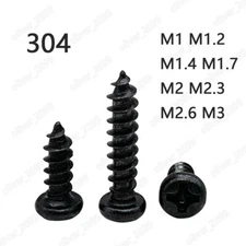 Black 304 Stainless Steel Phillips Pan Head Self Tapping Screws M1-M6.3