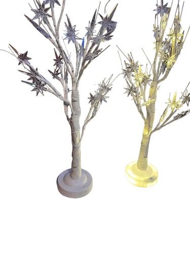 2 Pack White Birch Tree with LED Lights 2’ Lighted Trees with USB/Batteries - Picture 3 of 4