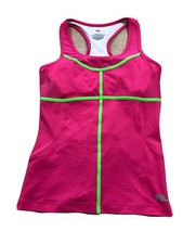 Fila Sport Womens Tank Top sz S Pink W/Green Sleeveless Athletic Built in Bra