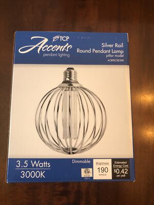 Decorative LED Light Bulb Chrome Silver Metal Cage Globe 3.5W 3000K Standard