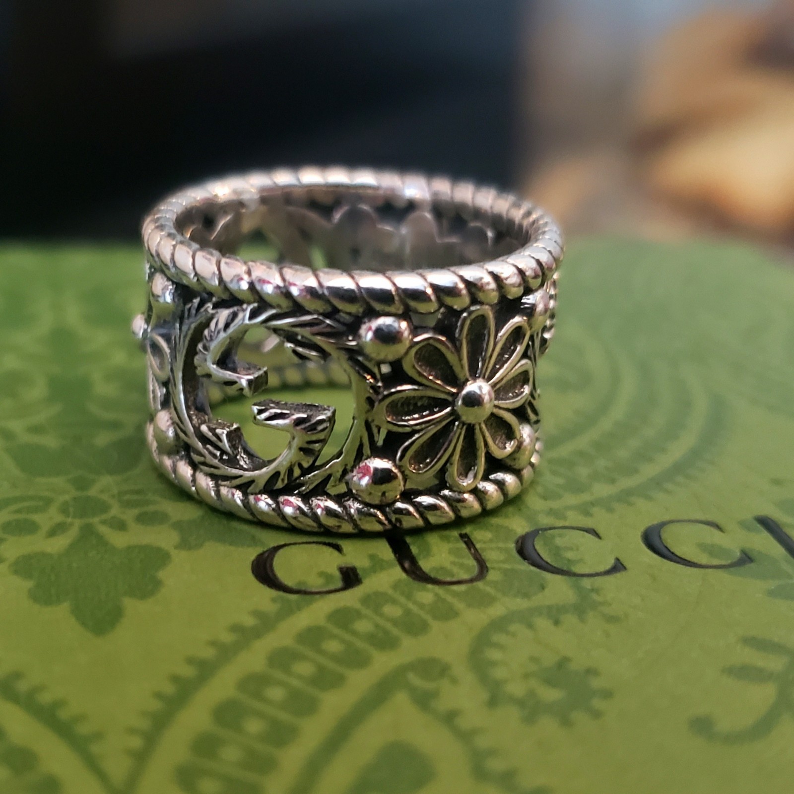 Gucci Sterling Silver Ring With Box/papers Size 8 thumbnail 3