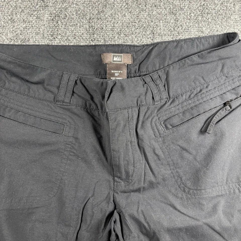 REI Cargo Pants Women's 8 Petite Black Zip off Convertible Crop UPF 50+ - Image 2 of 4