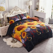 Queen 3 Piece Sherpa Fleece Bed Blanket,Warm Borrego Blanket 75"x83" 5.7lb