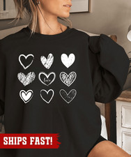 Womens Valentine Hearts Sweatshirt, Cute Valentines Sweatshirt, Retro Valentine