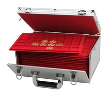 Alu Koffer f&uuml;r 600 Medaillen &Oslash; 34mm mit 15 Tableaus I SAFE279