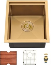 17 Inch Drop in Kitchen Sink, Stainless Steel  Gold, 1517 