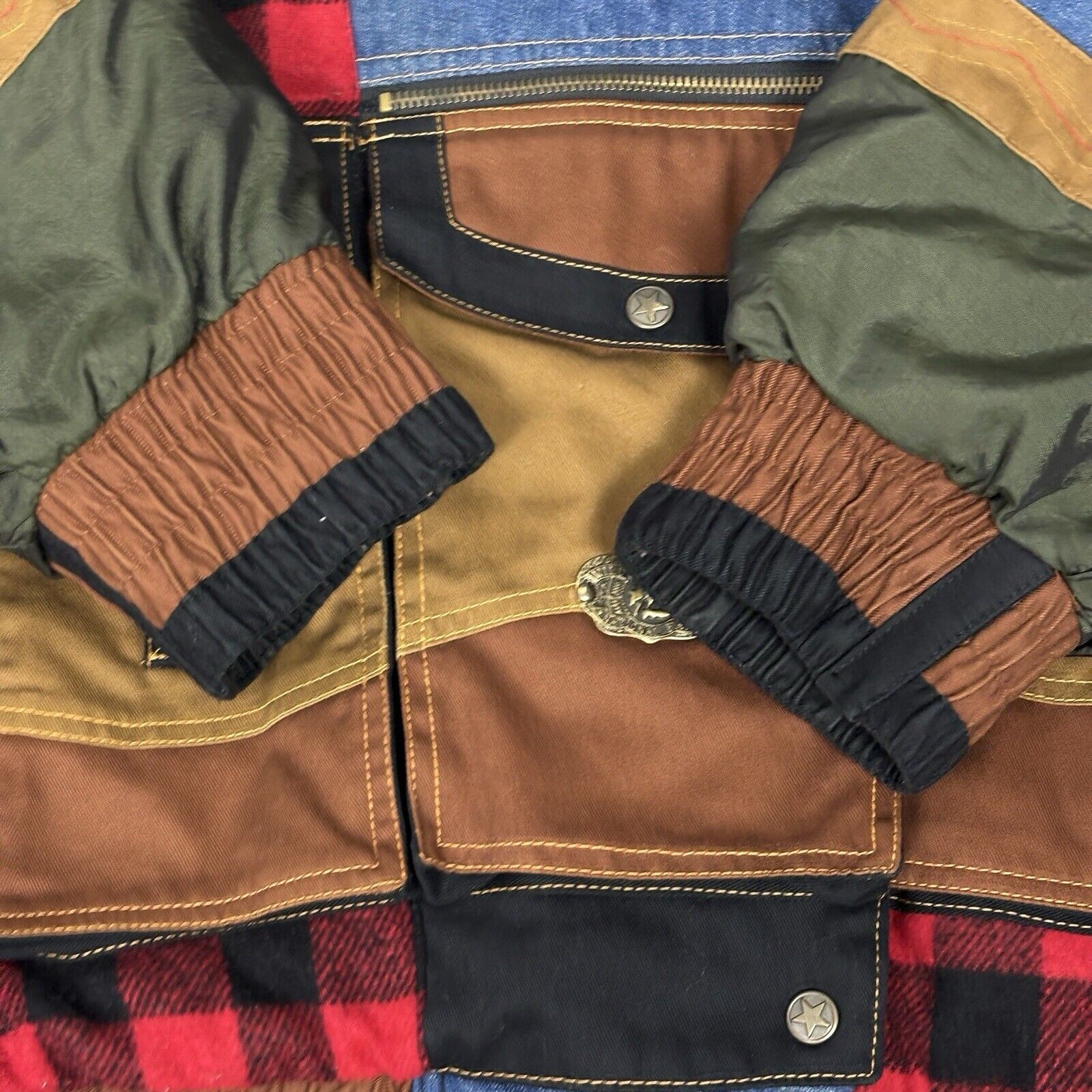 Gallery Patchwork Jacket Men's Medium Plaid Denim… - image 15