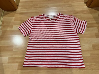 Frisches rot weiß gestreiftes T-Shirt Gr. XL von H & M angenehmes Mischgewebe