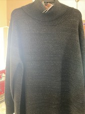 NINE WEST Women's Large Sweater Dress Long Sleeve Knee Length Black EUC