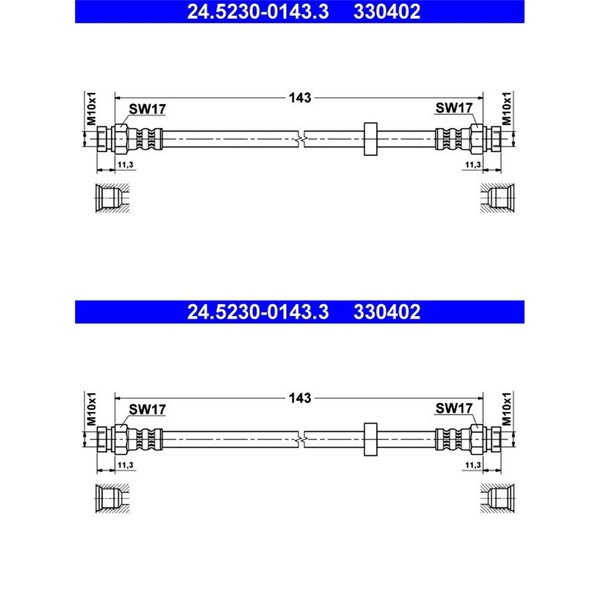 2X ATE BremsschlÄUche Hinten Passend FÜR Seat Ibiza VW Polo Links+Rechts-image