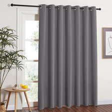 Grey Blackout Patio Sliding Door Curtains 84 Inch Length, Grommet Room Divider T