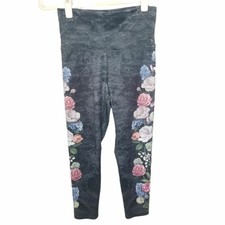 Evolution And Creation Women S Gray Floral High Waist Crop Leggings Yoga Pull On