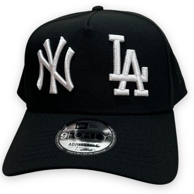 New Era 9Forty Yankees Dodgers Hat Mens OSFM Black Snapback A Frame New