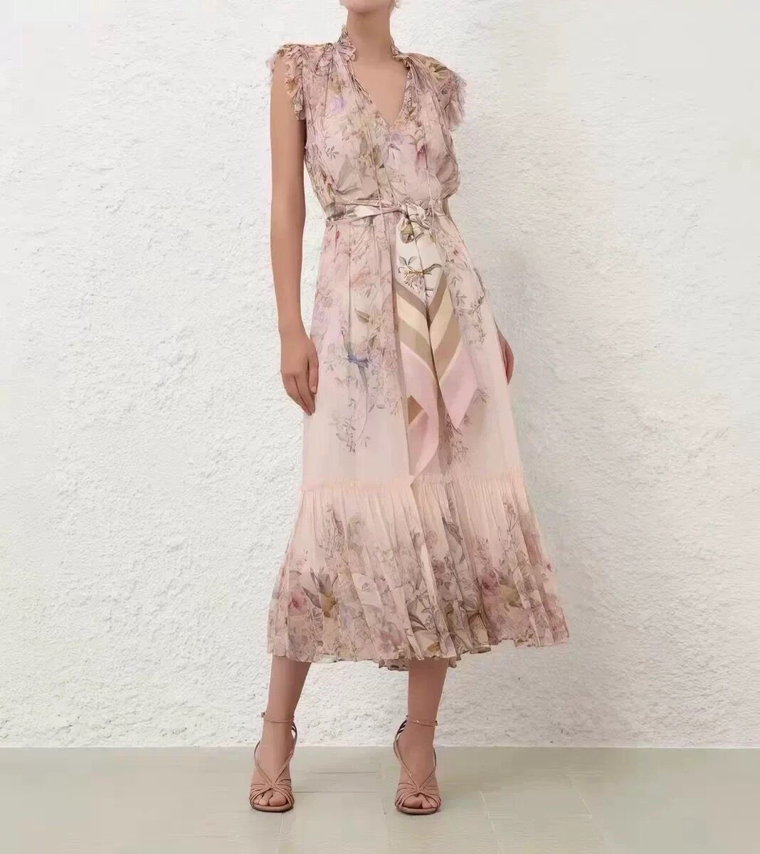 Zimmermann 2026 Spring Twisted Design Midi Slip Dress Women Knot Detail Casual