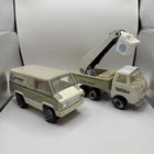 2pc Vintage 1970s Tonka Bell System Repair Van & Trailer With Truck
