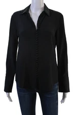 Club Monaco Womens Black Silk Button Up Blouse Long Sleeve Size S Petite