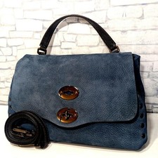 Borsa a tracolla Zanellato Postina pelle Navy 2Way usata rara dal Giappone