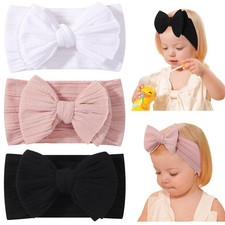 3PCS Baby Bows Headbands Soft Nylon Baby Girl Headbands for Newborn Infant To...