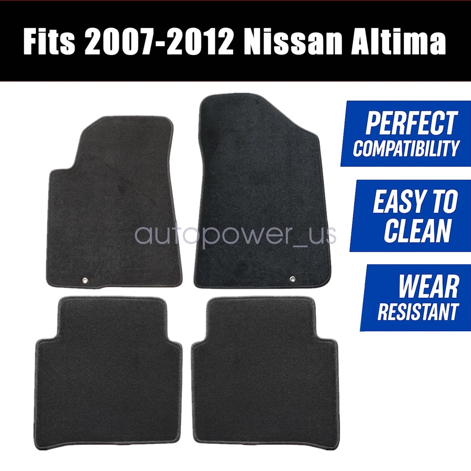 Alfombrillas delanteras y traseras de terciopelo negro 4 piezas para Nissan Altima 2007-2012 Foto 2 de 4