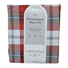 King 400 Thread Count Performance Holiday Sheet Set Green/Red Plaid - Threshold