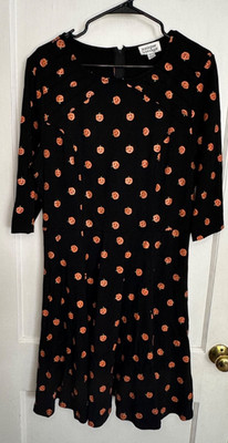 Unique Vintage Size 1X / 16 Black Pumpkin Jack-o -lantern Knit Dress Halloween