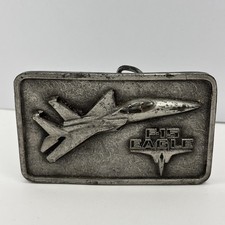 Vintage Men's Belt Buckle F-15 Eagle Aircraft Pewter The Buckle Connection 1977