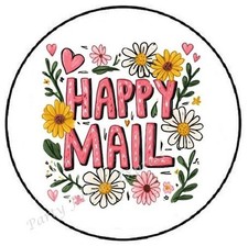 HAPPY MAIL FLORAL ENVELOPE SEALS LABELS STICKERS PARTY FAVORS