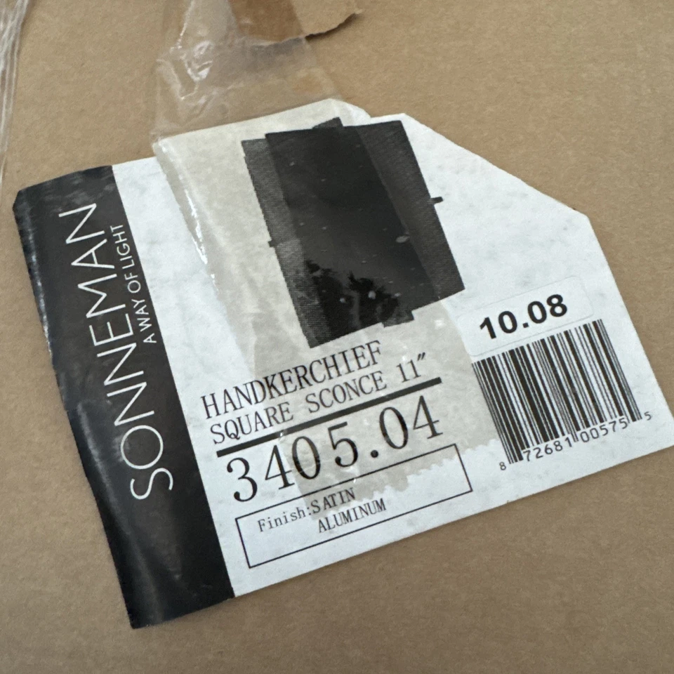 Aplique cuadrado pañuelo Sonneman 3405.04 11" NUEVO en caja Foto 2 de 4