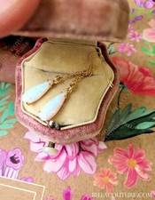 $695 NEW RARE VICTORIAN WHITE OPAL 14K GOLD CHANDELIER PENDANT DANGLE EARRINGS