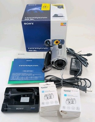 Sony Handycam DCR-SR42 30GB HDD Camcorder Silver Y2K + Dock & 4 NEW Batteries