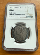 Great Britain 1853 Silver 1 Florin (2 Shillings) NGC MS62 "Gothic" Portrait