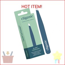 Cliganic Professional Eyebrow Tweezers Slant Tip - Precision for Men  Women, St