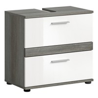Waschbeckenunterschrank - Weiß Hochglanz - Rauchsilber - 60 Cm