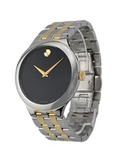 Movado Veturi 0607416 Black Dial Two Tone Bracelet Men’s Watch Refurbished