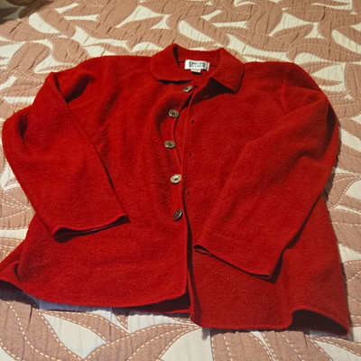 Chico's Design  Vintage 100% Wool  Red Cardigan. Size 0