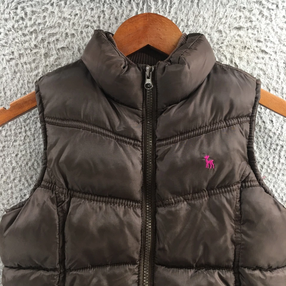 Old Navy Puffer Vest Youth Large Brown Zip Front Quilted Insulated Sleeveless - Image 2 of 4