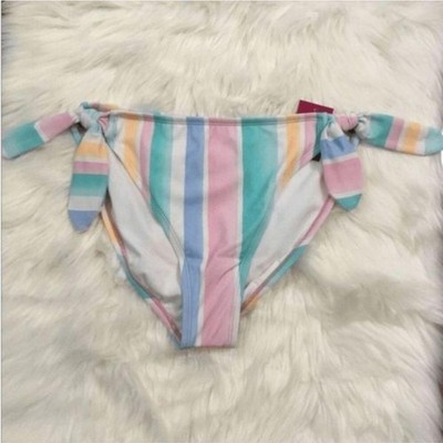 SO bikini bottoms Woman's 1X midrise hipster stripes side ties