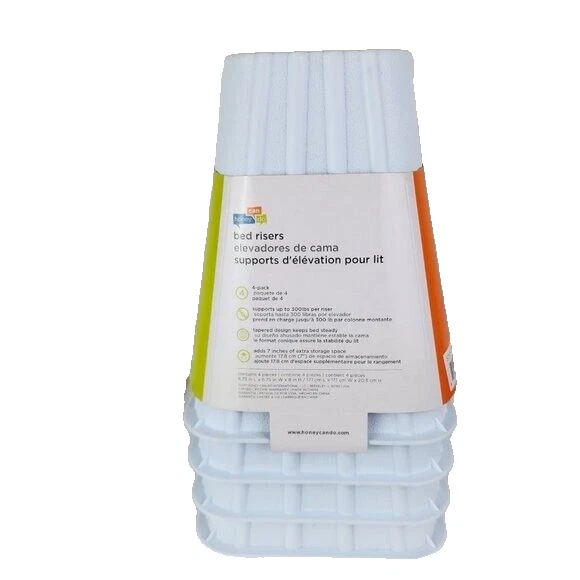 Conjunto de quatro risers de cama branca para lata de mel novo com etiquetas - Imagem 2 de 3