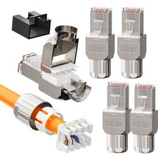 RJ45 Toolless Connector, Zinc Alloy Shielded Tool Free Ethernet Plug, Up to 1...