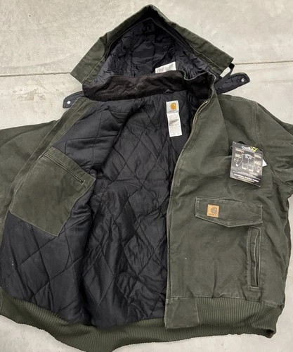 This is a Carhartt jacket  J165 MOS in a 3XL Tall size, colored in Moss Green - product listing photo