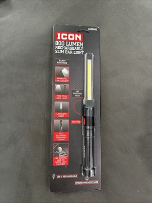 ICON Rechargeable Slim Bar Work Light 800 Lumens LED USB Magnetic Base LSBR800