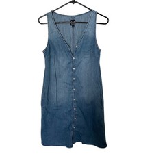 Gap Denim Y2K Medium Wash Button Front Sleeveless Dress with Pockets - Size XS